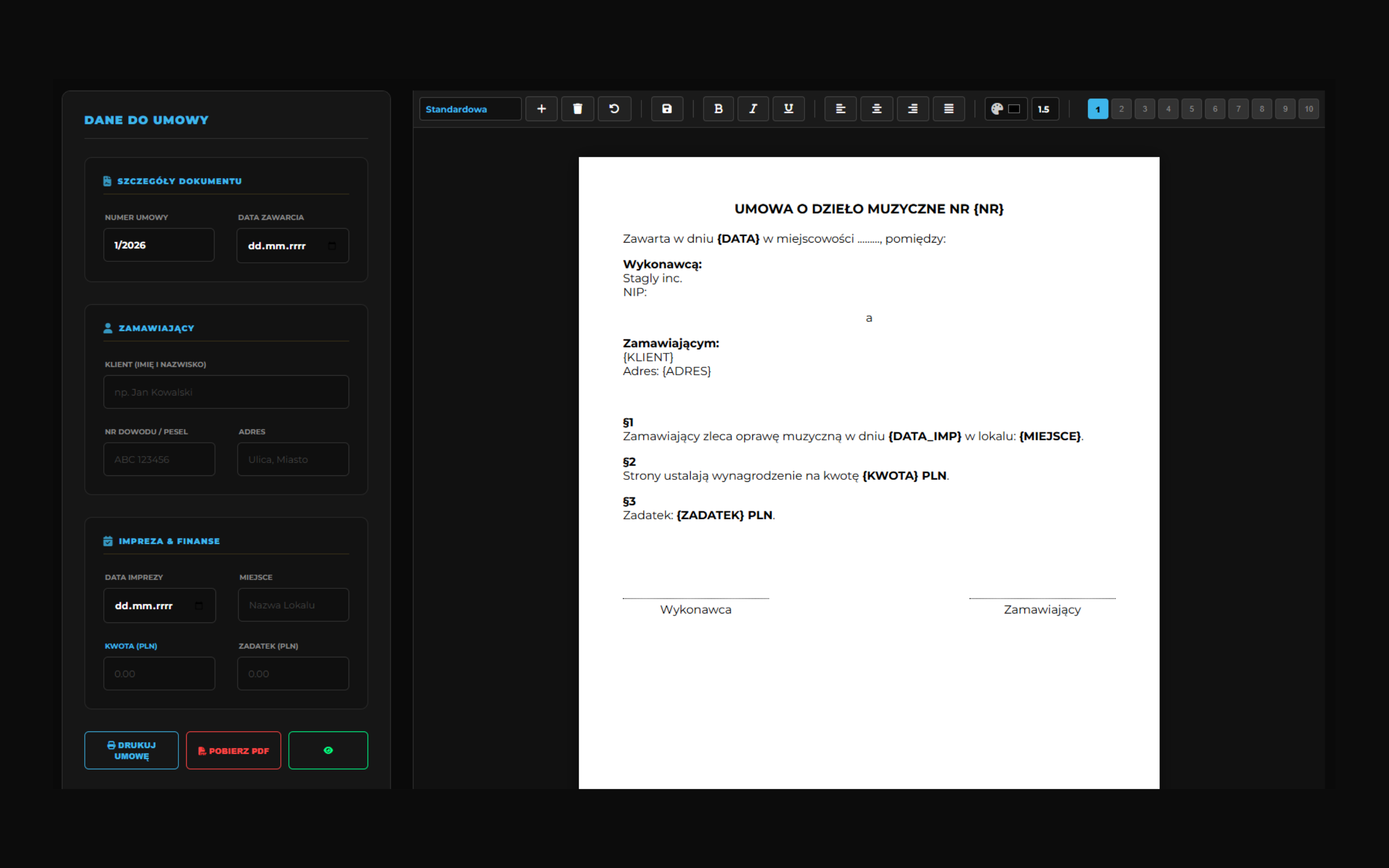 Generator Dokumentów